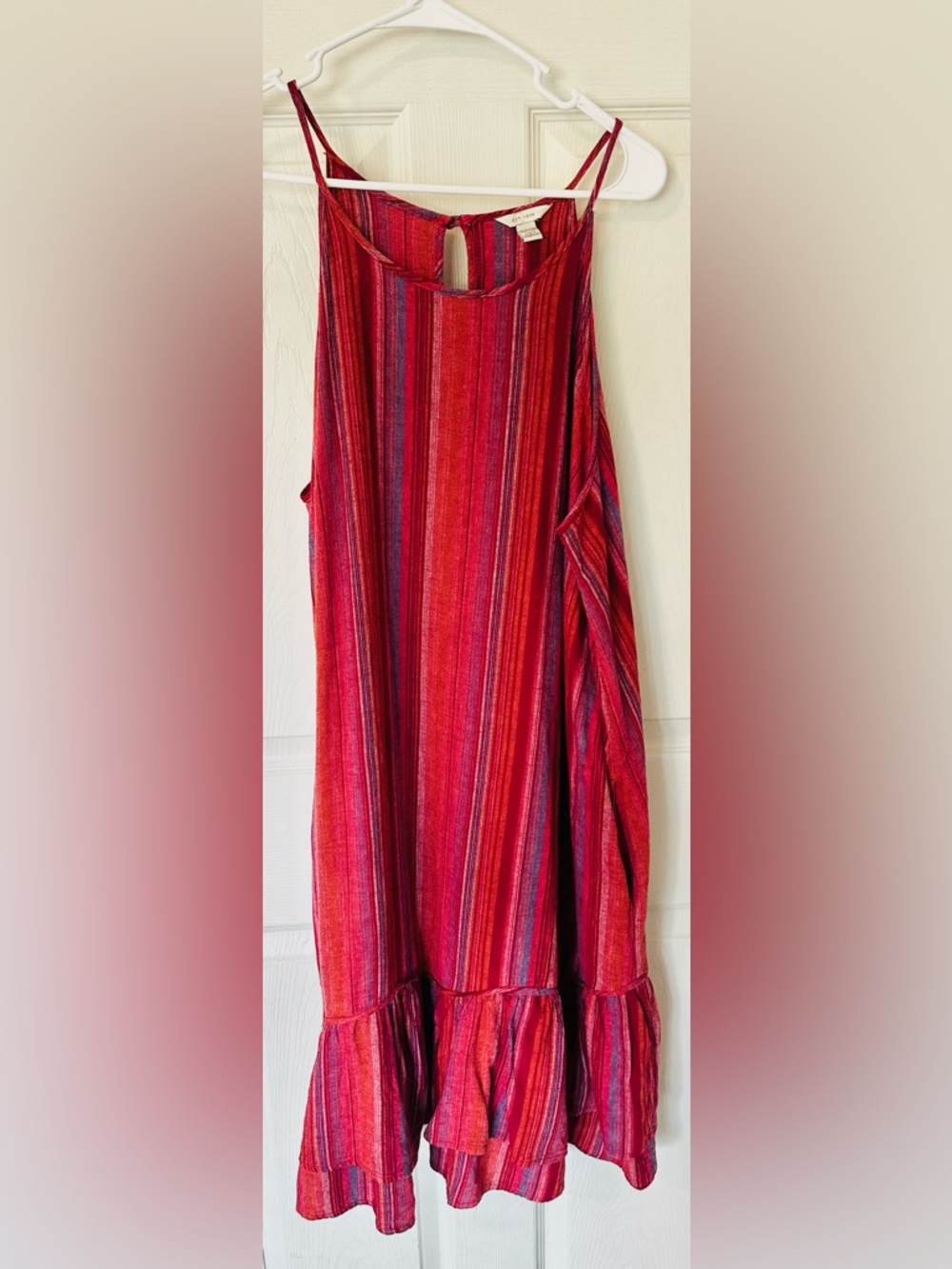 Cato Red + Pink Striped Midi Dress